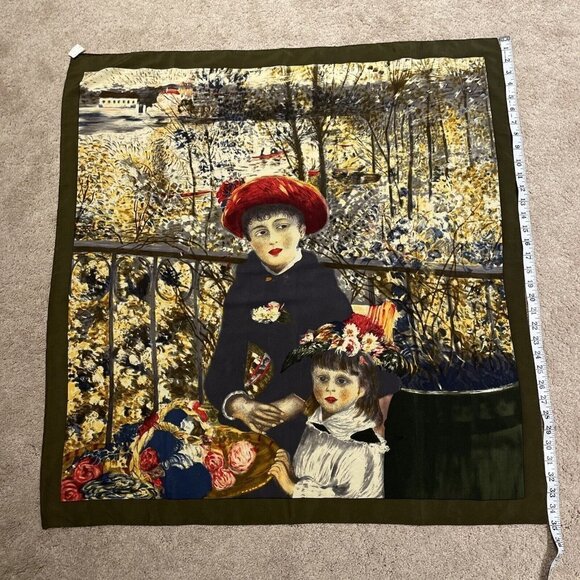 1980s Vintage Square Art Scarf, Two Sisters on the Terrace by Pierre-Auguste Ren - Picture 4 of 6